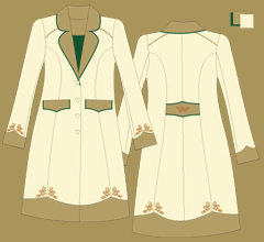 Woolen coat - Ivory 2x cappuccino green