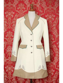 Woolen coat - Ivory 2x cappuccino green